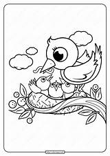 Birds Nest Baby Coloring Mother Whatsapp Tweet Email sketch template