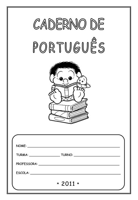 capas de caderno  imprimir lingua portuguesa  escola