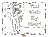 Coloring Valentines Pages Shutterfly Valentine Kids Heart Stole Animal sketch template