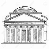 Rome Building Pantheon Sketch Drawing Famous Roman Landmark Architecture Illustration Italian Architectural Isolated Drawings Panteon Getdrawings Similar Illustrations sketch template