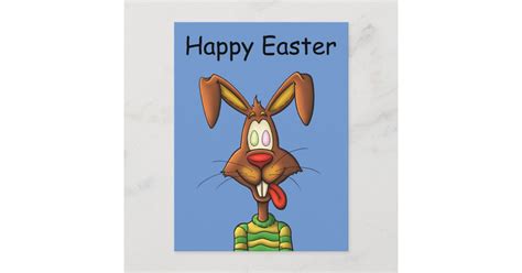egg mad easter bunny funny cartoon drawing holiday postcard zazzlecom