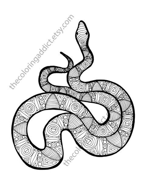 snake coloring sheet animal coloring  zentangle adult colouring