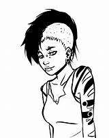 Coloring Pages Cool Punk Rock Girl Book Rocks Chick sketch template