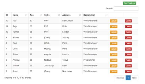 php how to search and filter data in html table using php and mysql