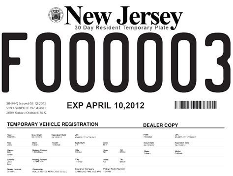 temporary license plate template template