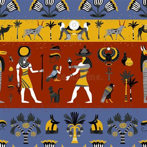 Colorful Egyptian Seamless Pattern Stock Illustration