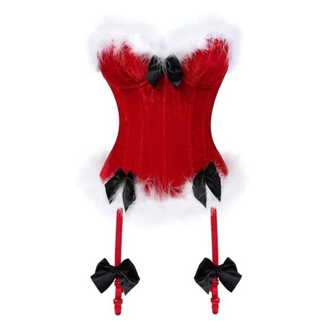 Christmas Sexy Corsets Dresses Women Miss Santa Bustier Red Skirt