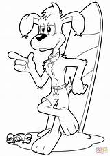Coloring Dog Cartoon Pages Surfer Cool Surfing Printable Drawing Categories sketch template