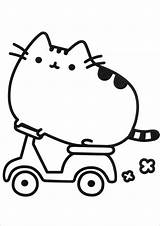 Pusheen Coloring Scooter Coloringbay sketch template