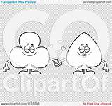 Spade Mascots Holding Suit Hands Club Card Clipart Cartoon Cory Thoman Outlined Coloring Vector sketch template