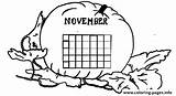 Calendar November Coloring Printable Pages Color sketch template