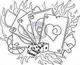 Drawing Poker Tattoo Dice Cards Chips Gambling Flaming Draw Drawings Casino Paintingvalley Game sketch template