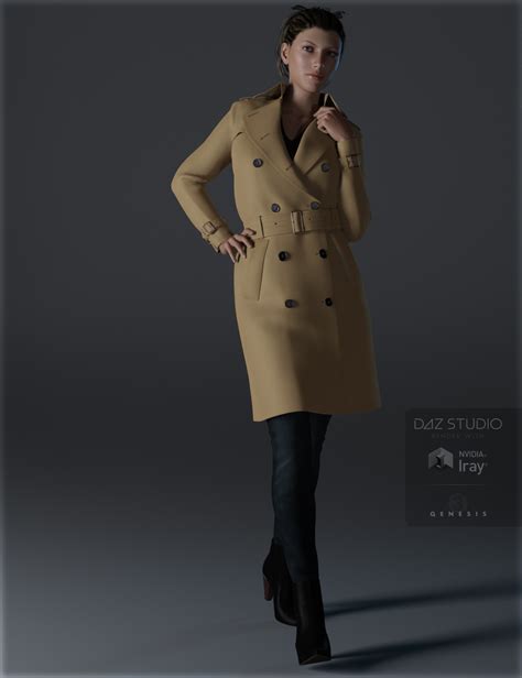 trench coat outfit for genesis 3 female s daz 3d