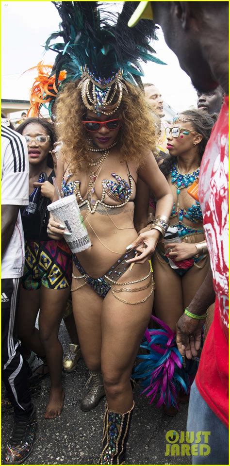 Photo Rihanna Jeweled Revealing Bikini For Barbados Kadooment Festival