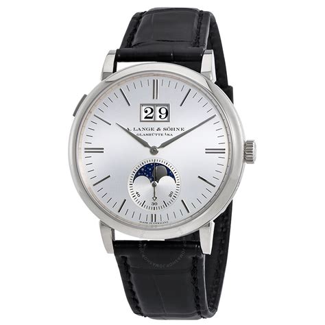 lange sohne saxonia moon phase silver dial automatic mens