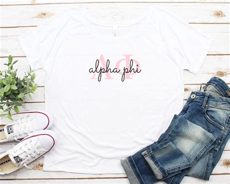 Alpha Phi Letters Script Flowy Tee Uptown Greek