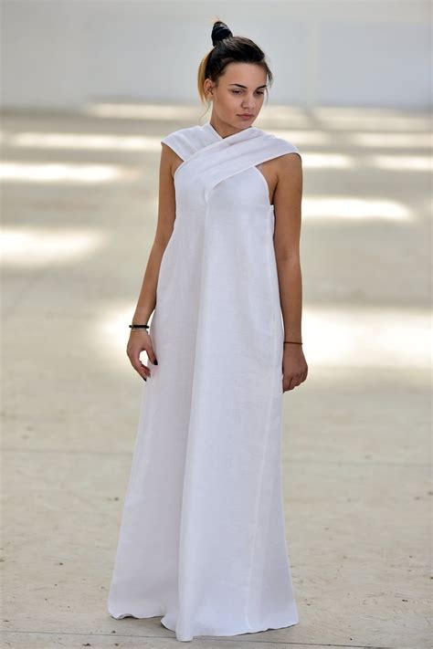 white linen dress white maxi dress linen clothes plus size etsy