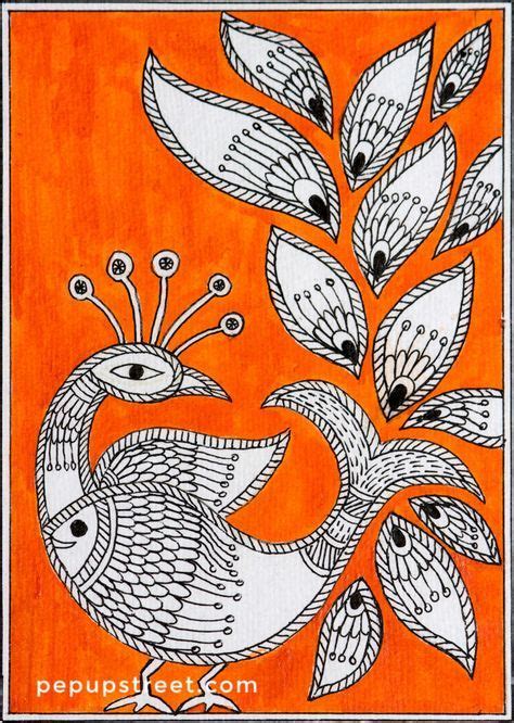 pep  street orange peacock madhubani mithila painting madhubani