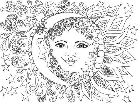 printable sun  moon coloring pages