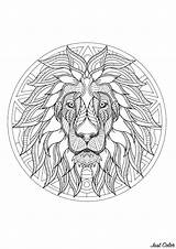 Mandala Lion Head Patterns Coloring Mandalas Simple Background Color Beautiful Geometric Incredible sketch template