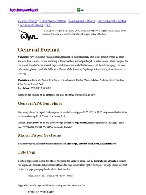 purdue owl  formatting  style guide  american