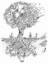 Coloring Pages Adult Tree Color Printable Book Colouring Adults Banyan Books Printables Pine Line Sheets Drawings Drawing Print Painting Grown sketch template