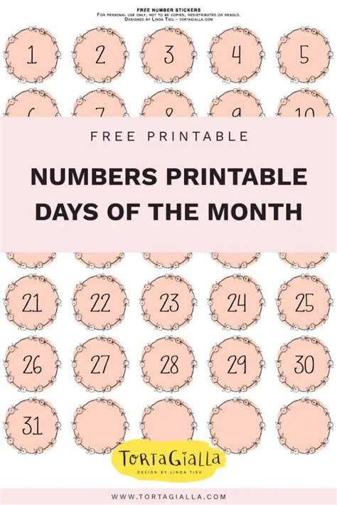 printable numbers pretty pink wreath style tortagialla