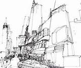 Sketches Drawing Architectural Sketch Concept Building Line sketch template