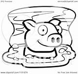 Mud Pig Cartoon Clipart Outlined Coloring Vector Cory Thoman Royalty Clipartof sketch template