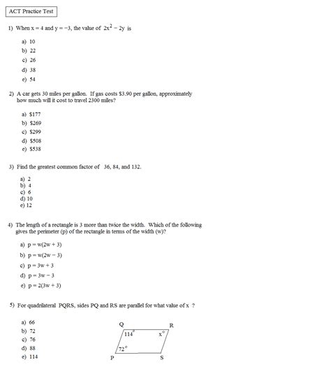 printable act practice worksheets  printable