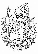 Grinch Coloring Pages Face Printable Christmas Kids Scary Wreath sketch template