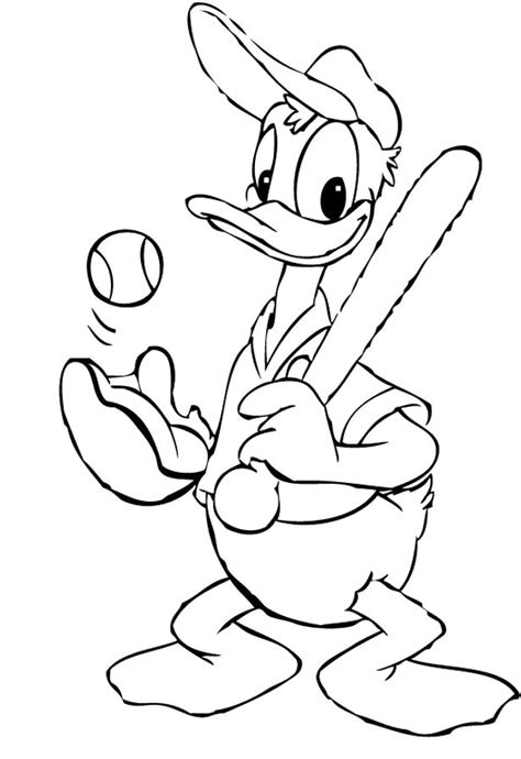 donald duck   great baseball player coloring pagespng
