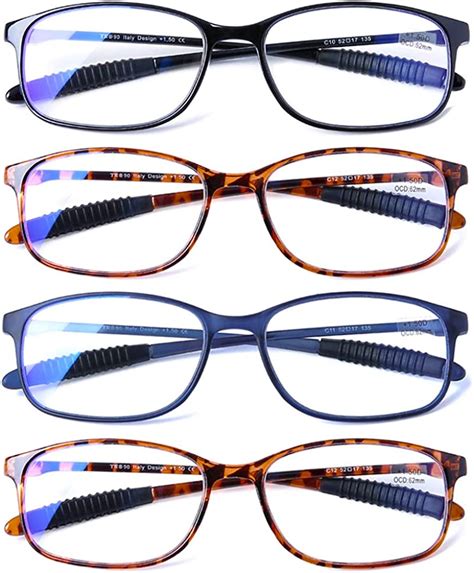 buy doovic reading glasses 4 pack blue light blocking anti eyestrain