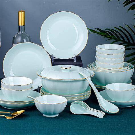 bone china dinnerware set   piecesmodern high grade blue