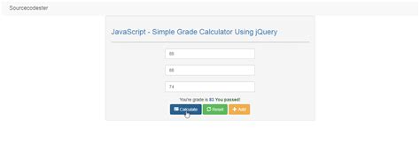 javascript simple grade calculator using jquery free