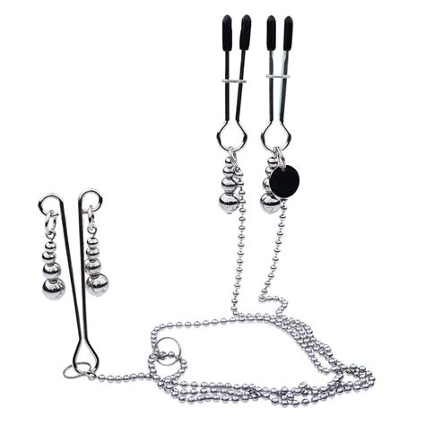 3 Head Metal Nipple Clamps With Chain Clitoris Clips Flirting Teasing