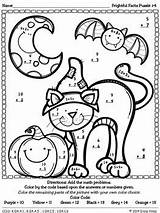 Halloween Coloring Math Color Number Pages Worksheets Addition Code 1st Puzzles Numbers Grade Codes Problems Puzzle Graders Printable First Maths sketch template