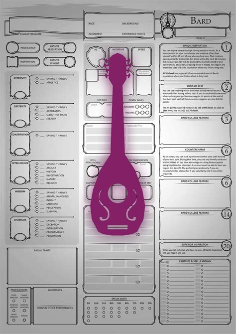 Class Character Sheets The Bard Dungeon Masters Guild