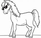 Horse Coloring Cartoon Kids Printable Sunglasses sketch template