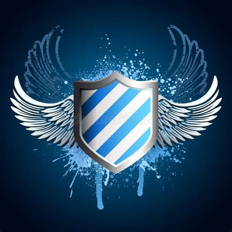 grunge blue shield emblem stock vector illustration  black