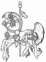 Coloring Carousel Pages Horse Popular sketch template