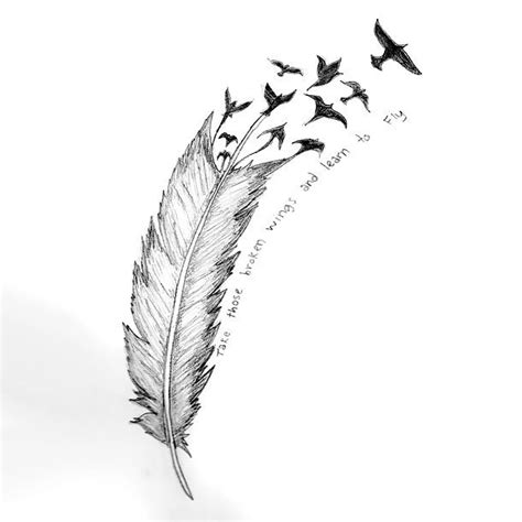 Best Feather Turning Into Birds Tattoo Design
