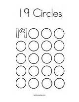 Coloring 19 Circles Number Circle Pages Color Numbers Print Nineteen Getcolorings Twistynoodle Printable sketch template