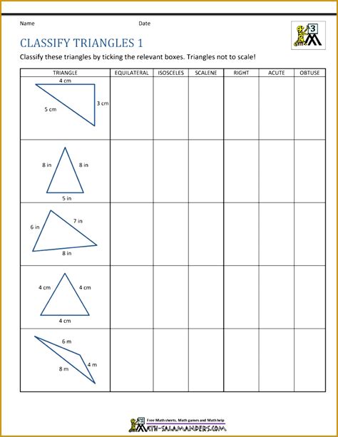 5 Classifying Triangles By Sides And Angles Worksheet
