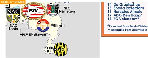 netherlands eredivisie clubs     season   attendances billsportsmapscom