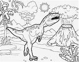 Coloring Volcano Drawing Pages Jurassic Color Printable Dinosaur Allosaurus Kids Dinosaurs Lizard Simple Younger Crayons Suitable Children sketch template