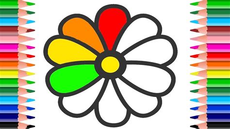 rainbow flower color   draw flower coloring learn  colors