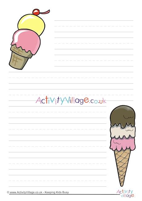 ice cream writing paper