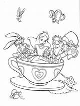 Wonderland Alice Coloring Designlooter Fantasyland Mad Tea Party sketch template