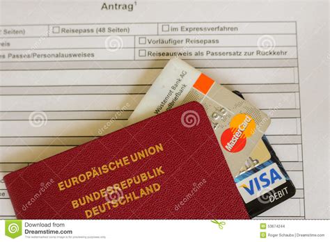 Mastercard And Visa Card On A German Passport Application
